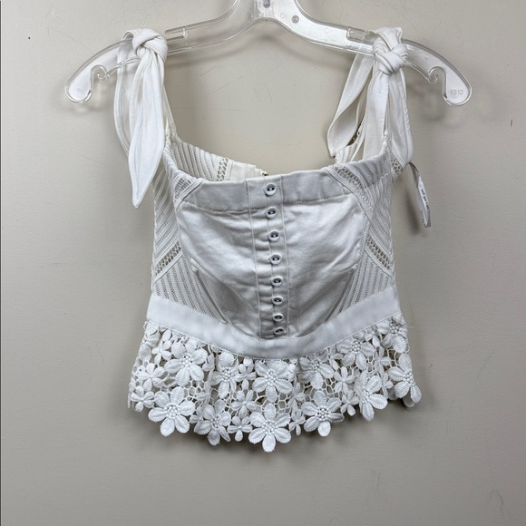 Self-Portrait White Floral Lace Blouse crochet off shoulder top with bows size 2 - Picture 2 of 9
